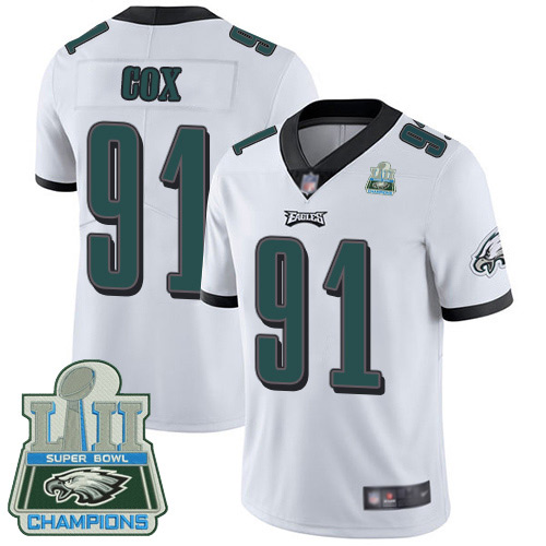 Men Philadelphia Eagles #91 Fletcher Cox White Vapor Untouchable NFL Jersey Limited Player Super Bowl LII 100th->women nfl jersey->Women Jersey